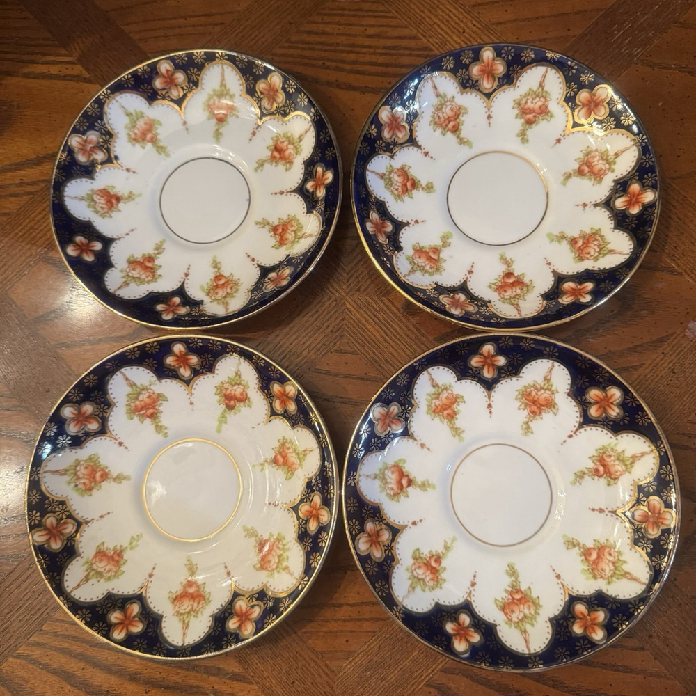 Set Of 8 Vtg Royal Albert Crown China Imari Style 4692 Cobalt Blue Cup & Saucer - Picture 10 of 12